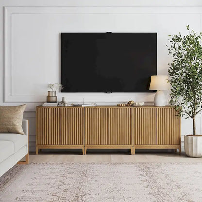 Credenza moderna Jasper, mobiletto da cucina con ante scanalate