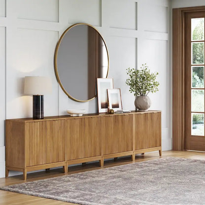 Credenza moderna Jasper, mobiletto da cucina con ante scanalate