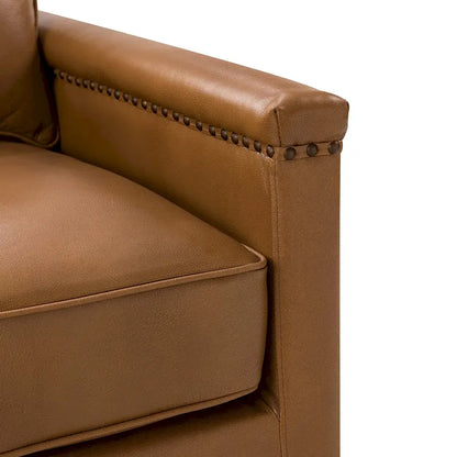 Poltrona girevole Rita Classic in vera pelle con finiture a borchie, set da 2 di HULALA HOME