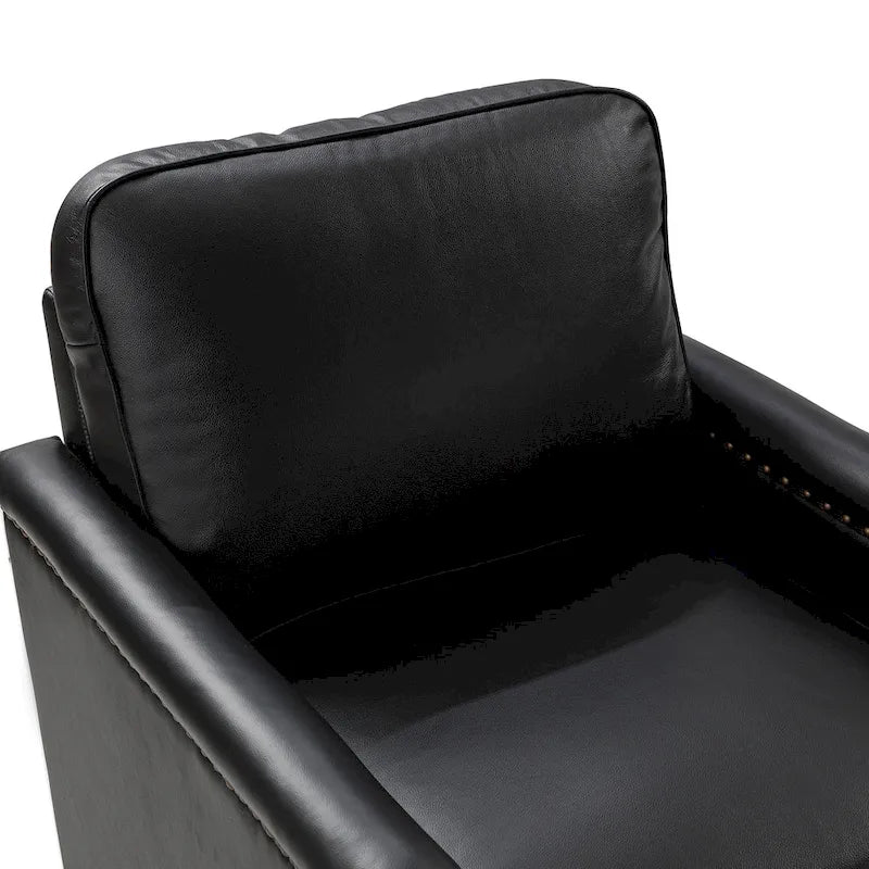 Poltrona girevole Rita Classic in vera pelle con finiture a borchie, set da 2 di HULALA HOME