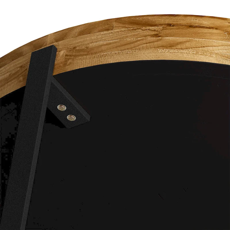 Tavolino da caffè rotondo in legno con gambe incrociate, stile retrò moderno, 33,86