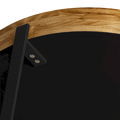 Tavolino da caffè rotondo in legno con gambe incrociate, stile retrò moderno, 33,86