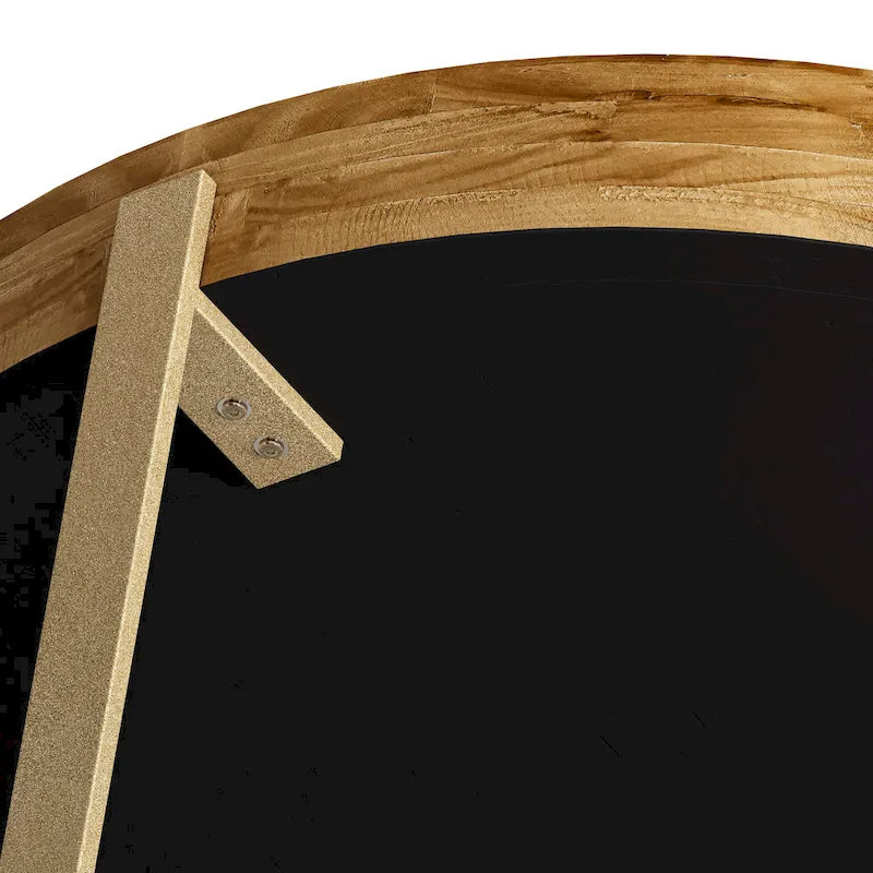 Tavolino da caffè rotondo in legno con gambe incrociate, stile retrò moderno, 33,86