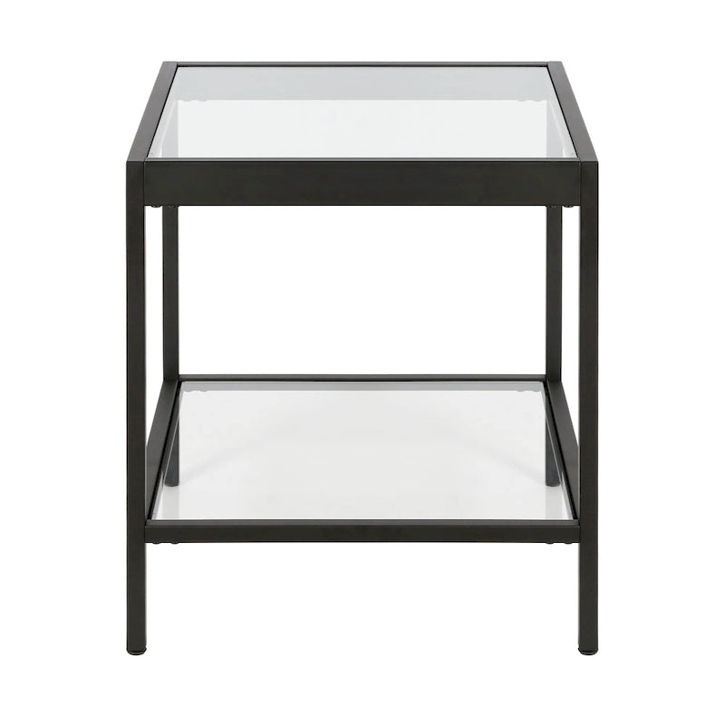 Tavolino quadrato moderno in metallo e vetro Alexis