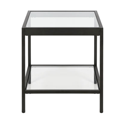 Tavolino quadrato moderno in metallo e vetro Alexis
