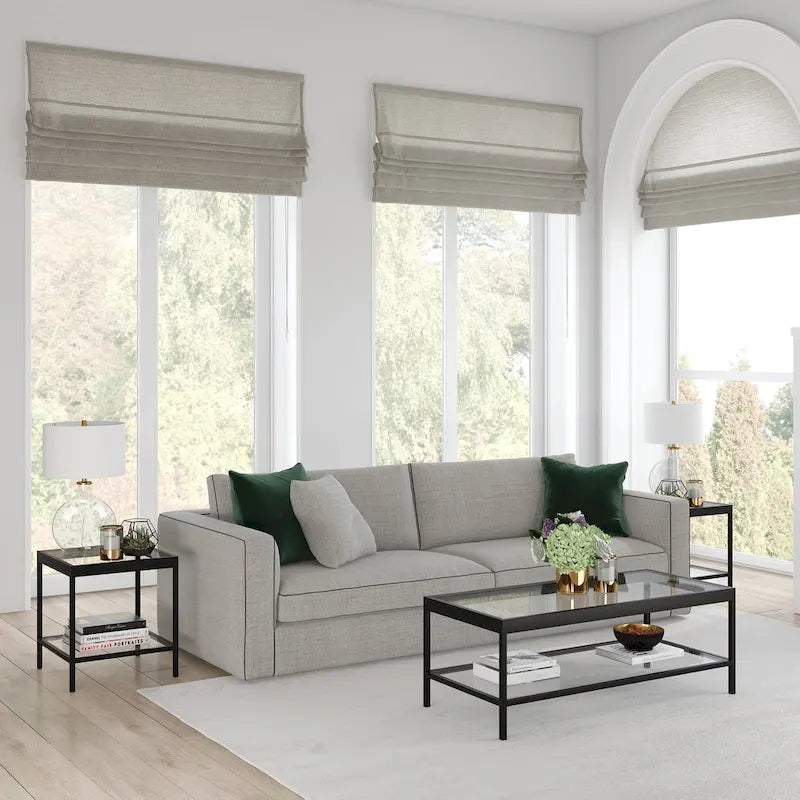 Tavolino quadrato moderno in metallo e vetro Alexis