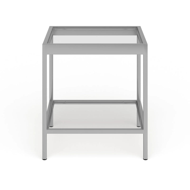 Tavolino quadrato moderno in metallo e vetro Alexis