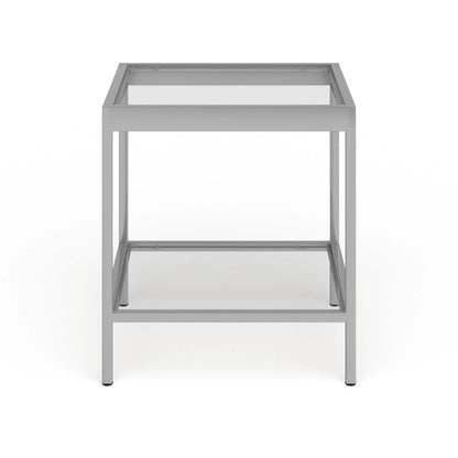 Tavolino quadrato moderno in metallo e vetro Alexis