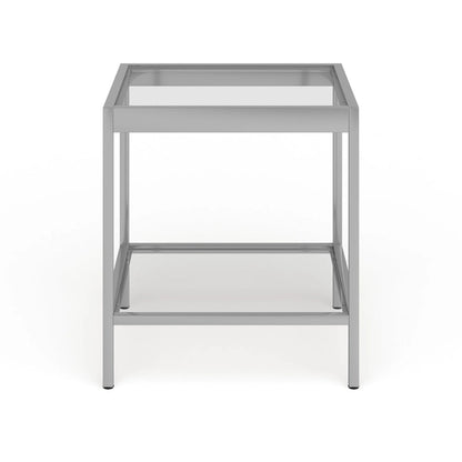 Tavolino quadrato moderno in metallo e vetro Alexis