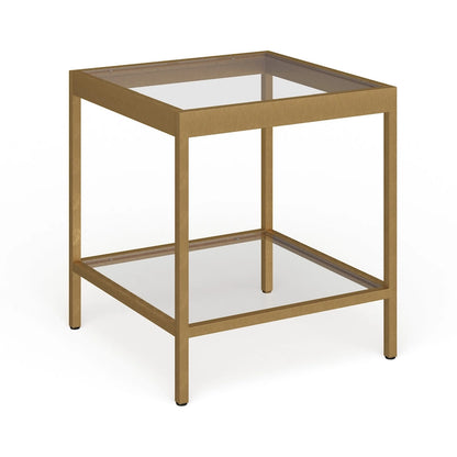 Tavolino quadrato moderno in metallo e vetro Alexis