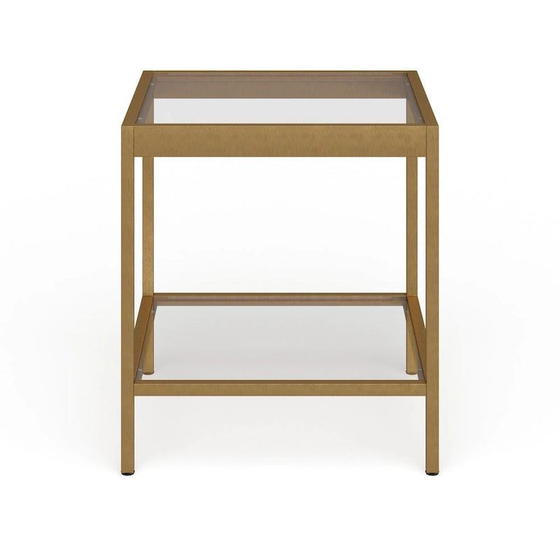 Tavolino quadrato moderno in metallo e vetro Alexis