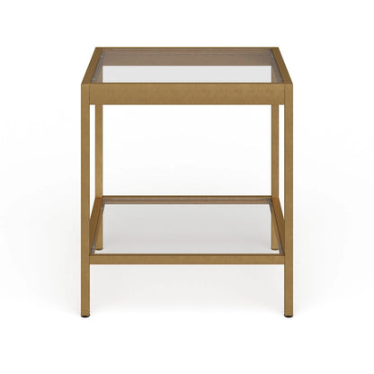 Tavolino quadrato moderno in metallo e vetro Alexis