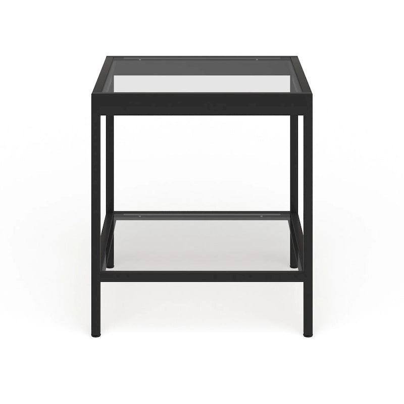 Tavolino quadrato moderno in metallo e vetro Alexis