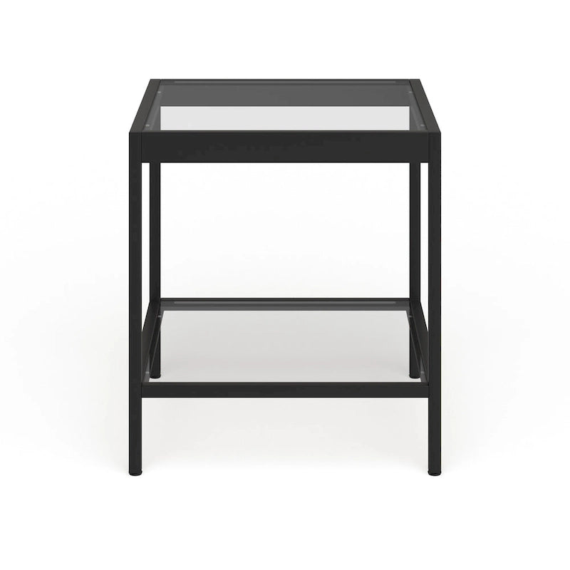 Tavolino quadrato moderno in metallo e vetro Alexis