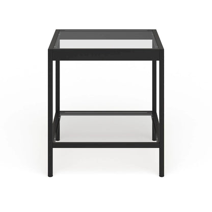 Tavolino quadrato moderno in metallo e vetro Alexis