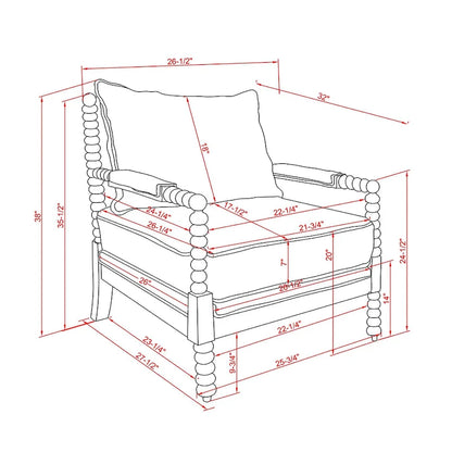 Poltrona imbottita in tessuto Quince Farmhouse con perline di Furniture of America