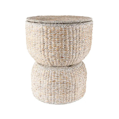 happimess Bhola 18 Tavolino portaoggetti in giacinto intrecciato a mano con coperchio