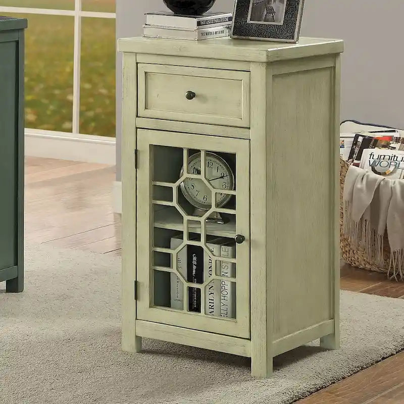 Tavolino laterale Emma Transitional da 18 pollici in legno massello con 1 cassetto di Furniture of America