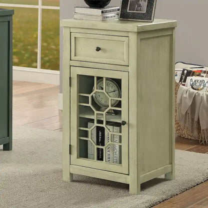 Tavolino laterale Emma Transitional da 18 pollici in legno massello con 1 cassetto di Furniture of America