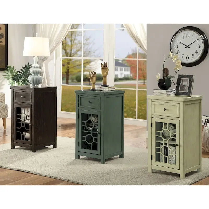 Tavolino laterale Emma Transitional da 18 pollici in legno massello con 1 cassetto di Furniture of America