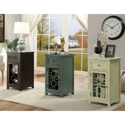 Tavolino laterale Emma Transitional da 18 pollici in legno massello con 1 cassetto di Furniture of America