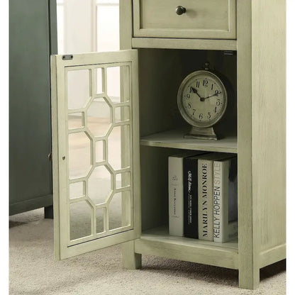 Tavolino laterale Emma Transitional da 18 pollici in legno massello con 1 cassetto di Furniture of America