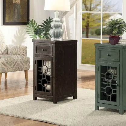 Tavolino laterale Emma Transitional da 18 pollici in legno massello con 1 cassetto di Furniture of America