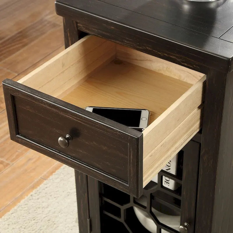 Tavolino laterale Emma Transitional da 18 pollici in legno massello con 1 cassetto di Furniture of America