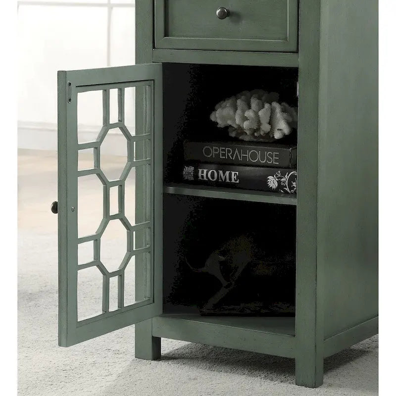 Tavolino laterale Emma Transitional da 18 pollici in legno massello con 1 cassetto di Furniture of America