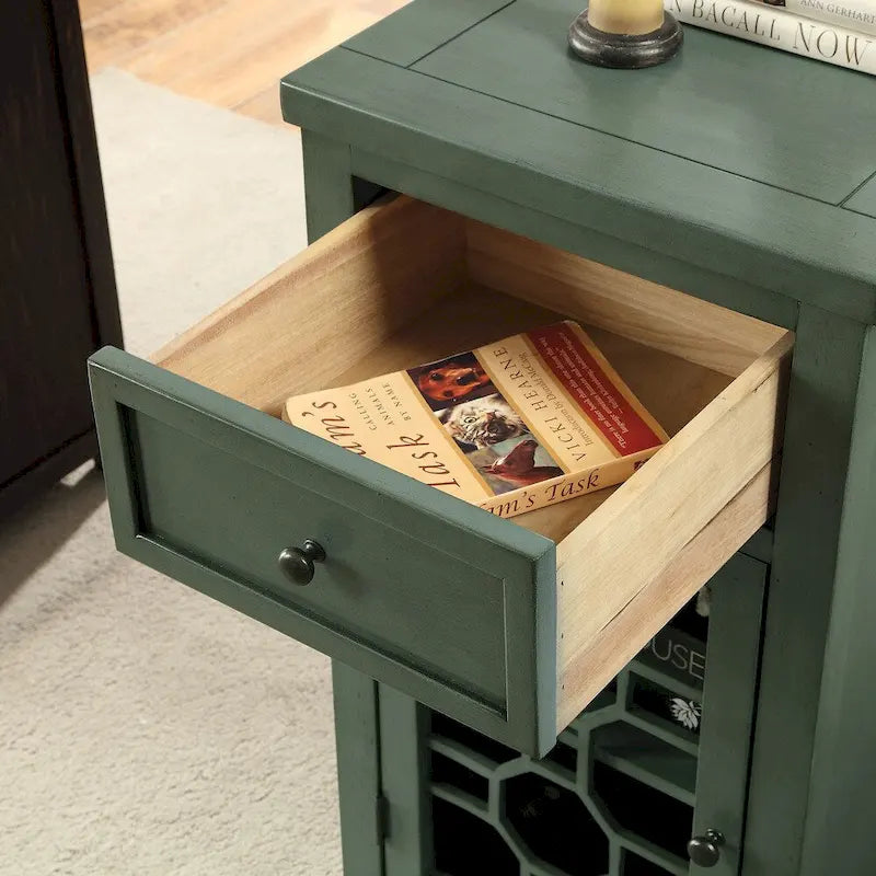 Tavolino laterale Emma Transitional da 18 pollici in legno massello con 1 cassetto di Furniture of America