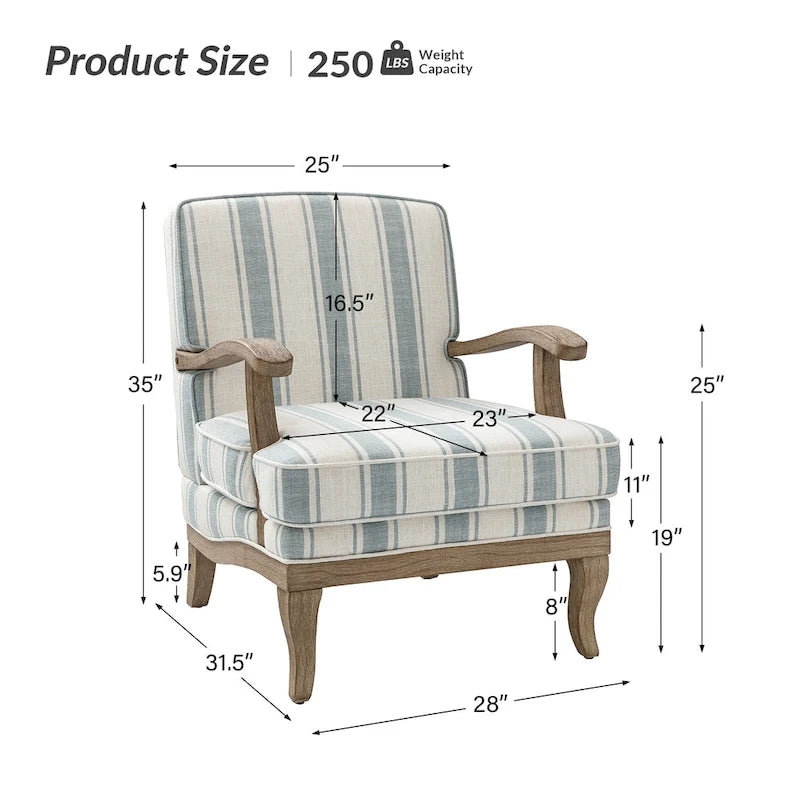 Poltrona Rinaldo Farmhouse in poliestere con gambe in legno massello di HULALA HOME