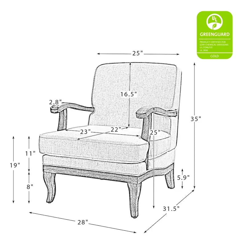 Poltrona Rinaldo Farmhouse in poliestere con gambe in legno massello di HULALA HOME