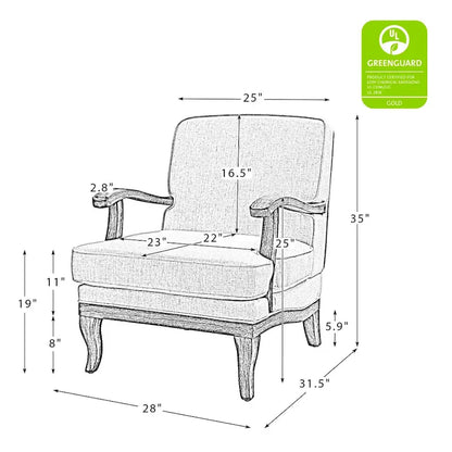 Poltrona Rinaldo Farmhouse in poliestere con gambe in legno massello di HULALA HOME