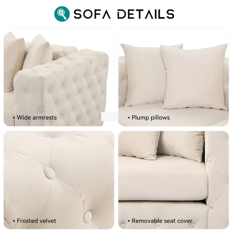 Divano componibile a L di grandi dimensioni, divano componibile in velluto a 6 posti