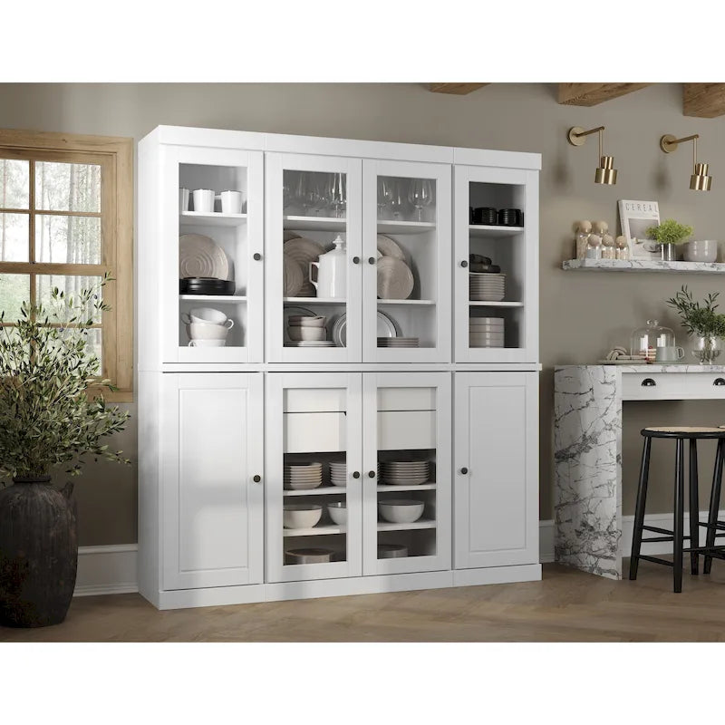 Mobile dispensa da cucina in legno massello al 100% con ante in vetro o legno massello e kit a 2 cassetti di Palace Imports - 65 x 71,5