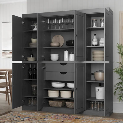 Mobile dispensa da cucina in legno massello al 100% con ante in vetro o legno massello e kit a 2 cassetti di Palace Imports - 65 x 71,5