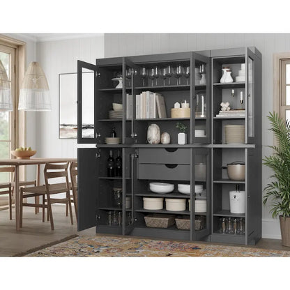 Mobile dispensa da cucina in legno massello al 100% con ante in vetro o legno massello e kit a 2 cassetti di Palace Imports - 65 x 71,5