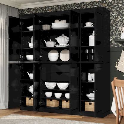 Mobile dispensa da cucina in legno massello al 100% con ante in vetro o legno massello e kit a 2 cassetti di Palace Imports - 65 x 71,5