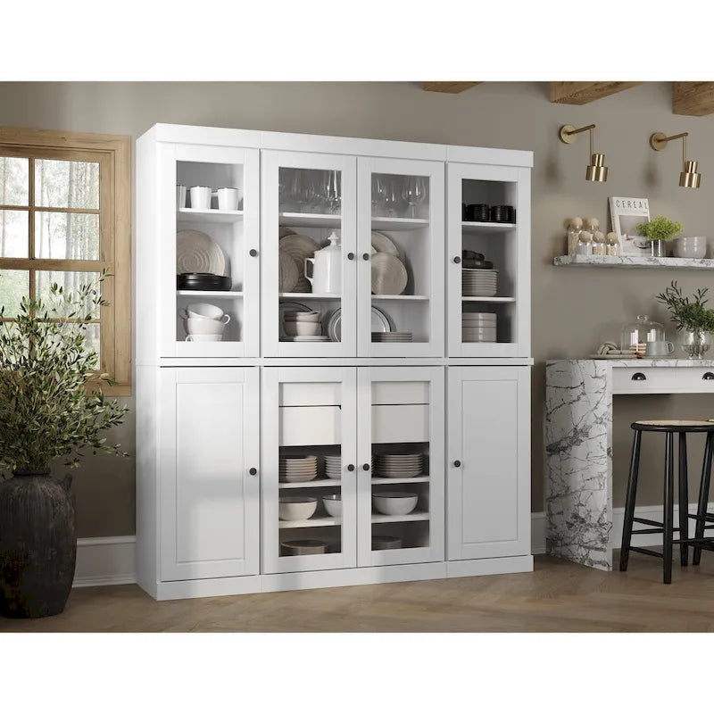 Mobile dispensa da cucina in legno massello al 100% con ante in vetro o legno massello e kit a 2 cassetti di Palace Imports - 65 x 71,5