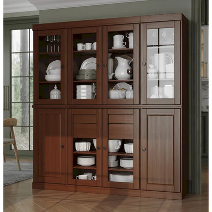 Mobile dispensa da cucina in legno massello al 100% con ante in vetro o legno massello e kit a 2 cassetti di Palace Imports - 65 x 71,5