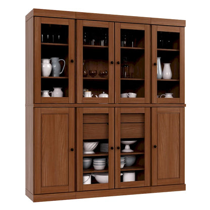 Mobile dispensa da cucina in legno massello al 100% con ante in vetro o legno massello e kit a 2 cassetti di Palace Imports - 65 x 71,5