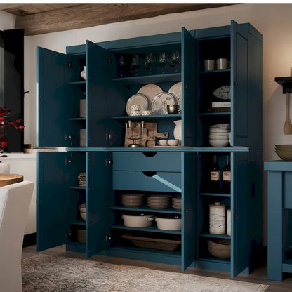 Mobile dispensa da cucina in legno massello al 100% con ante in vetro o legno massello e kit a 2 cassetti di Palace Imports - 65 x 71,5