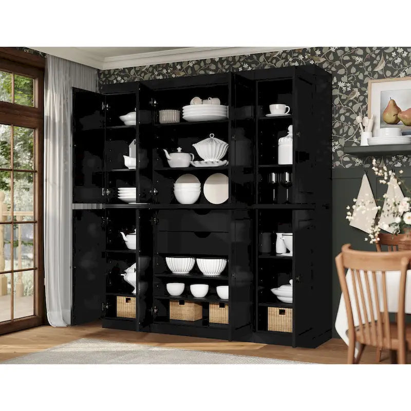 Mobile dispensa da cucina in legno massello al 100% con ante in vetro o legno massello e kit a 2 cassetti di Palace Imports - 65 x 71,5