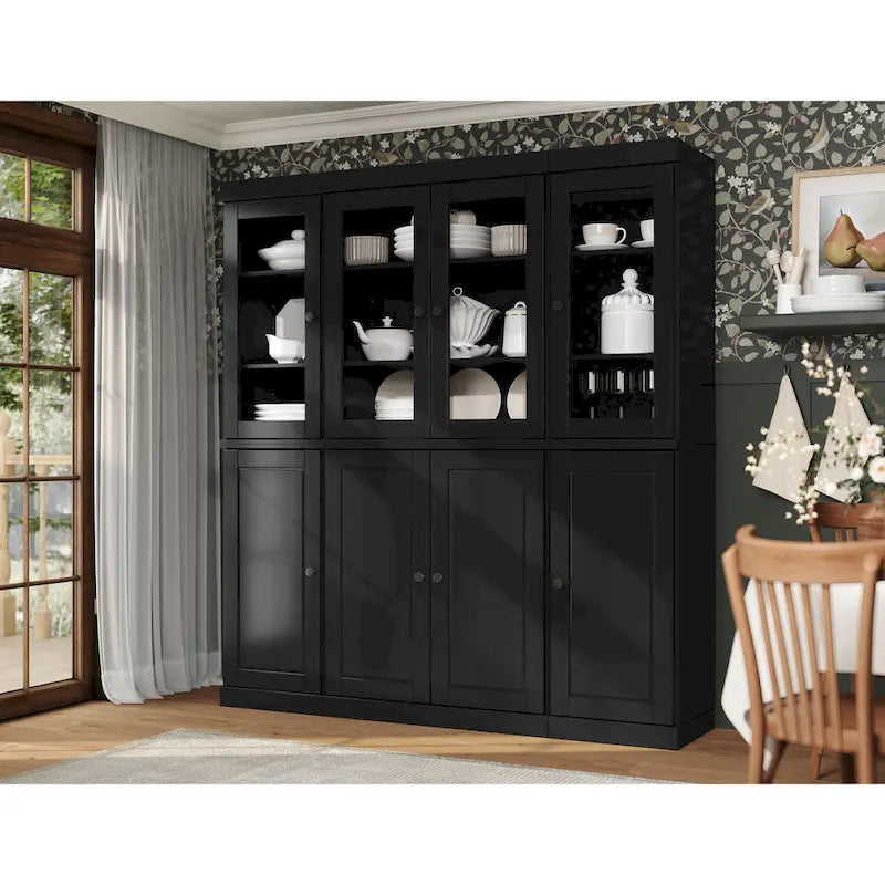 Mobile dispensa da cucina in legno massello al 100% con ante in vetro o legno massello e kit a 2 cassetti di Palace Imports - 65 x 71,5