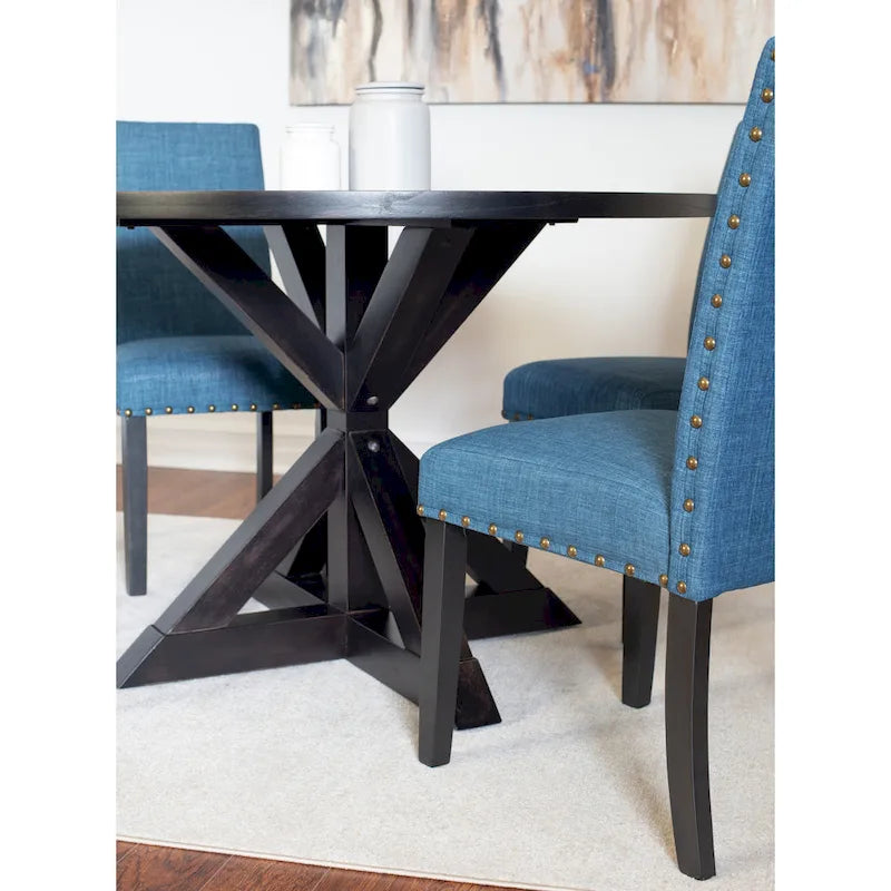 Set da pranzo Roundhill Furniture Mytzi da 5 pezzi, tavolo da pranzo Cross-Buck con 4 sedie eleganti