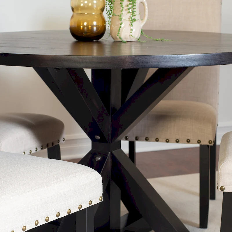 Set da pranzo Roundhill Furniture Mytzi da 5 pezzi, tavolo da pranzo Cross-Buck con 4 sedie eleganti