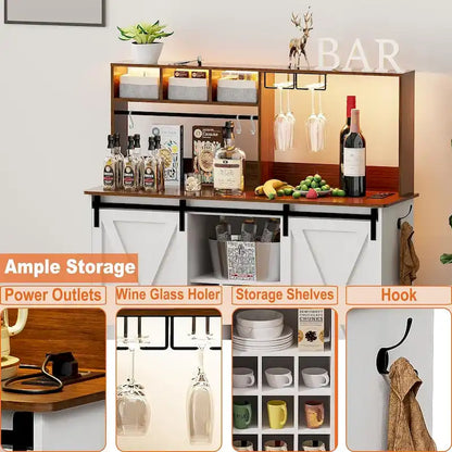 Mobile bar, credenza da 47 pollici con luci LED a 20 colori e presa da 6,5 ​​piedi