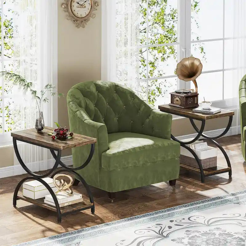 Tavolino laterale rettangolare da 23 pollici con 2 ripiani ed elegante struttura in metallo per comodino da camera da letto, comodino, lato divano