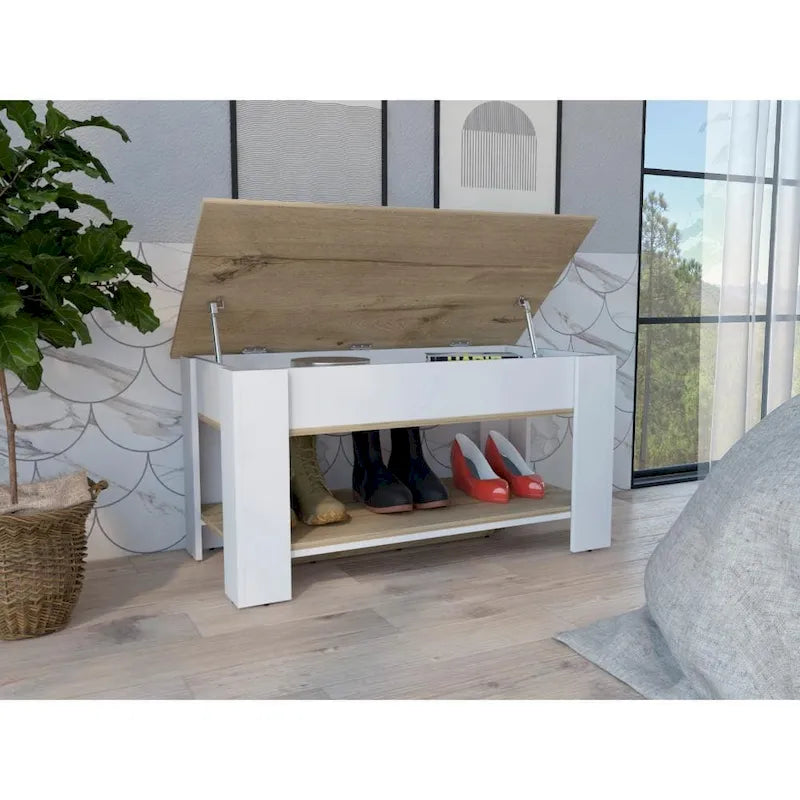 Tavolo portaoggetti Austin largo 40 pollici con 1 ripiano estensibile, 4 gambe e ripiano inferiore