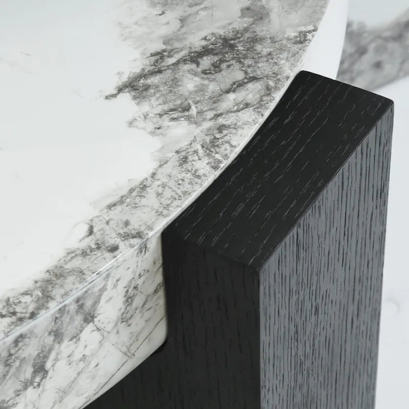 Set di 2 tavolini da caffè rotondi impilabili